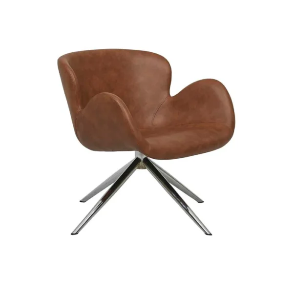 Astrid Arm Chair-Tan Pu/Chrome