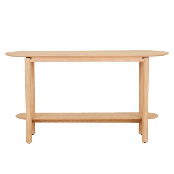 Abbott Oval Shelf Console Table – New Oak