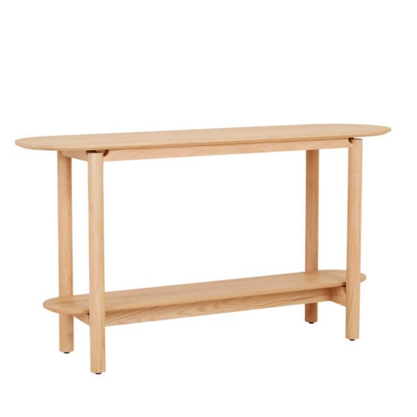 Abbott Oval Shelf Console Table – New Oak
