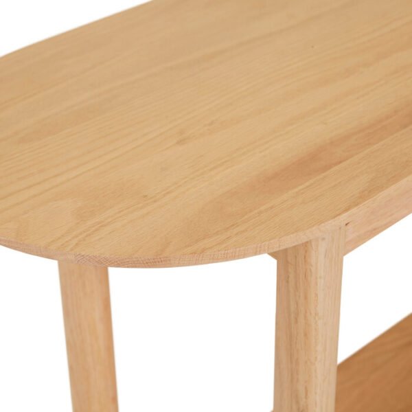 Abbott Oval Shelf Console Table – New Oak