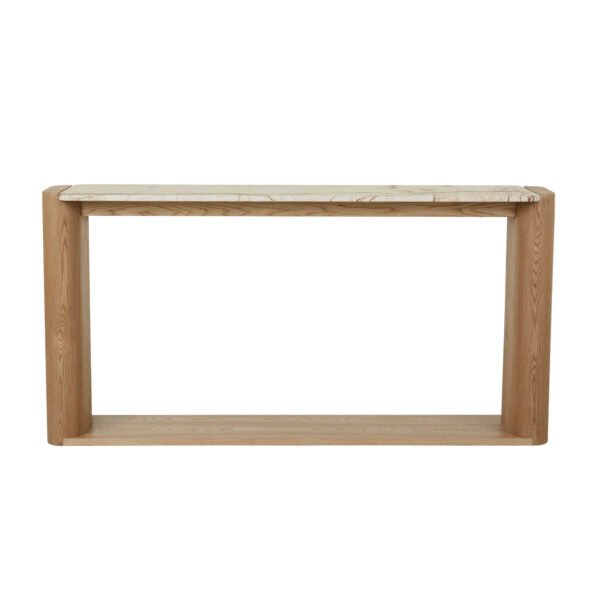 Floyd Shelf Console – Matt Brown Vein Marble – Natural Ash Veneer