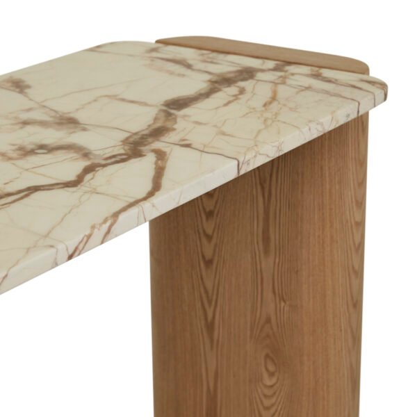Floyd Shelf Console – Matt Brown Vein Marble – Natural Ash Veneer